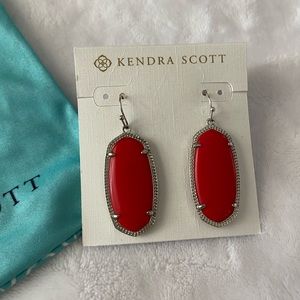 Kendra Scott Silver Elle Earrings in Red